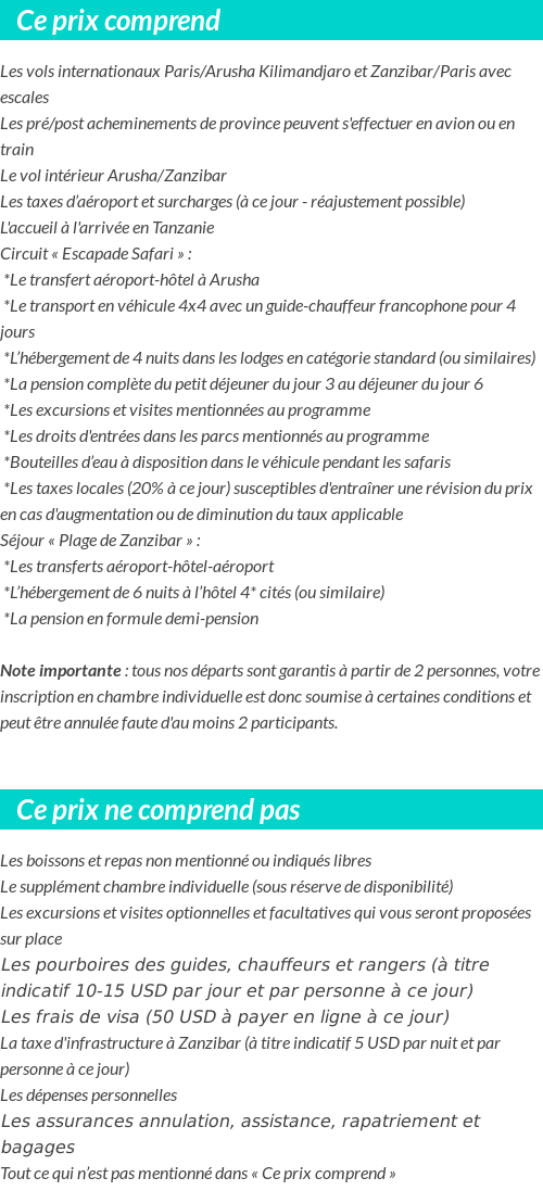 Conditions tarifaires