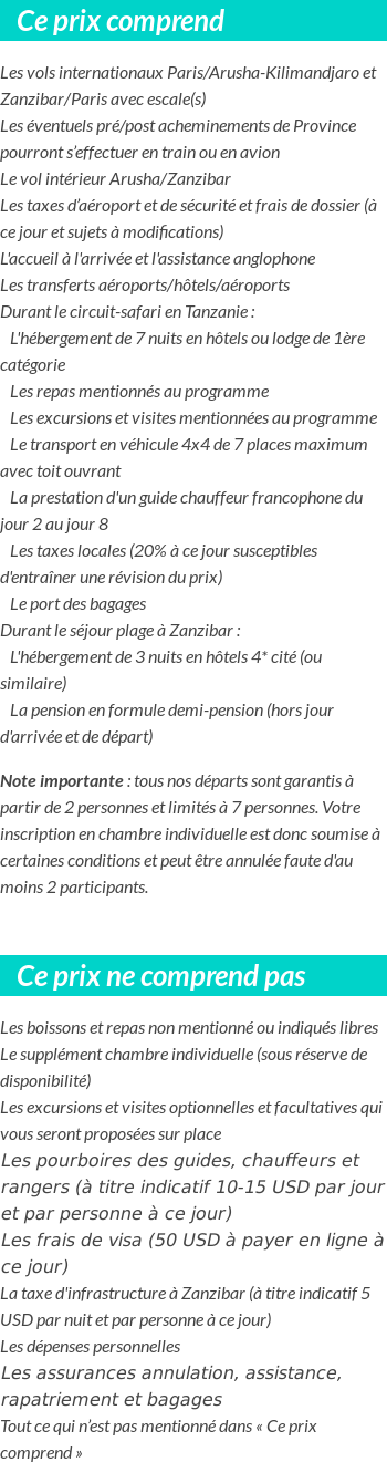 Conditions tarifaires