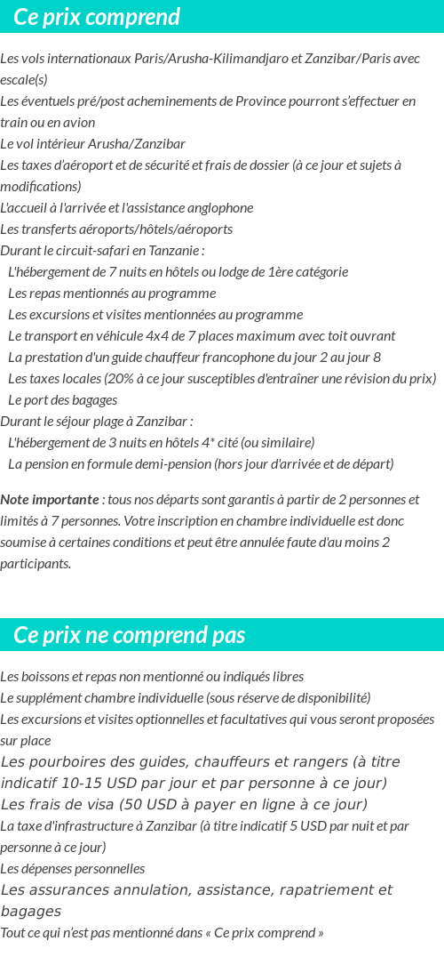 Conditions tarifaires