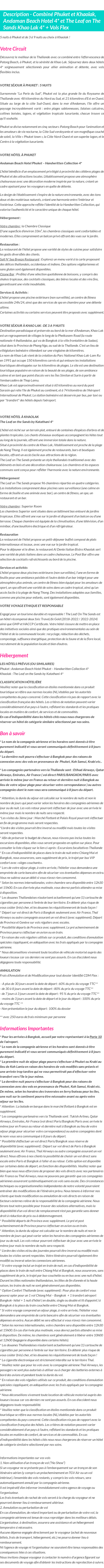 Détails du séjour