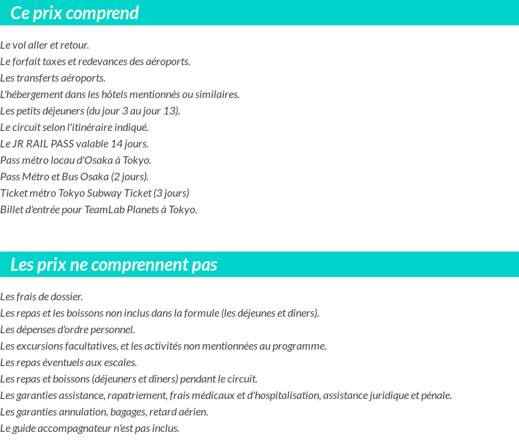 Conditions tarifaires