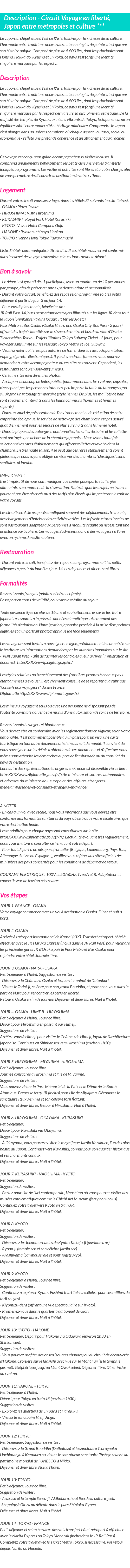Détails du séjour