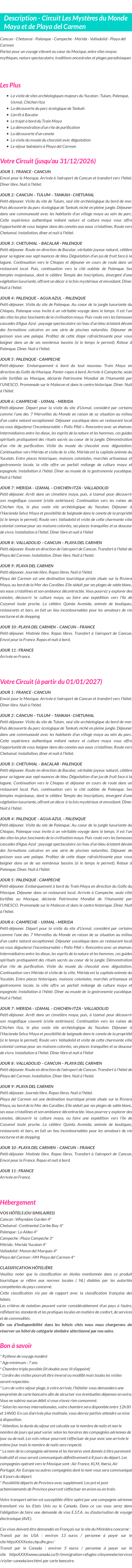 Détails du séjour