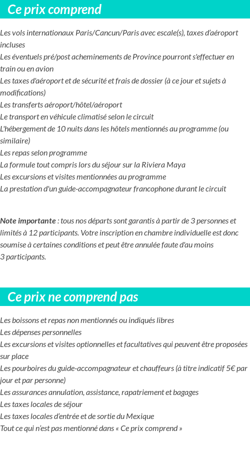 Conditions tarifaires