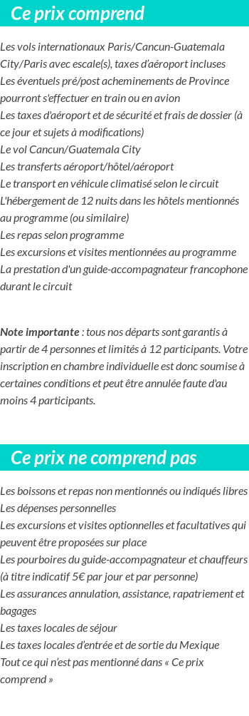 Conditions tarifaires