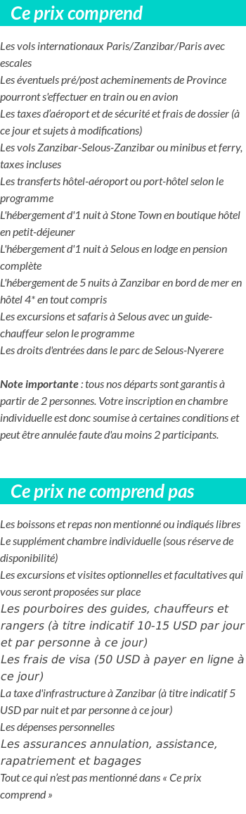 Conditions tarifaires