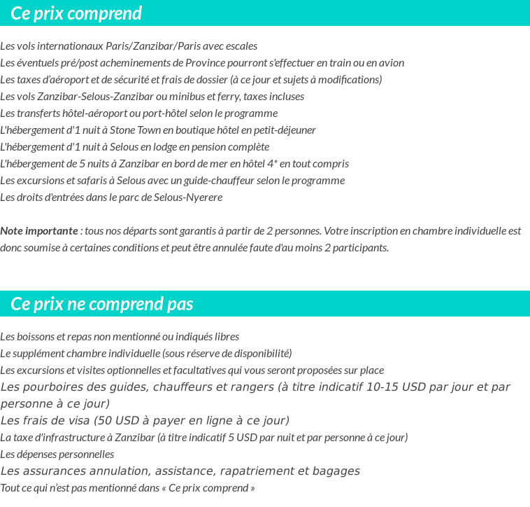Conditions tarifaires
