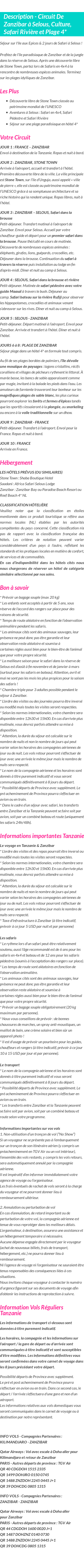 Détails du séjour