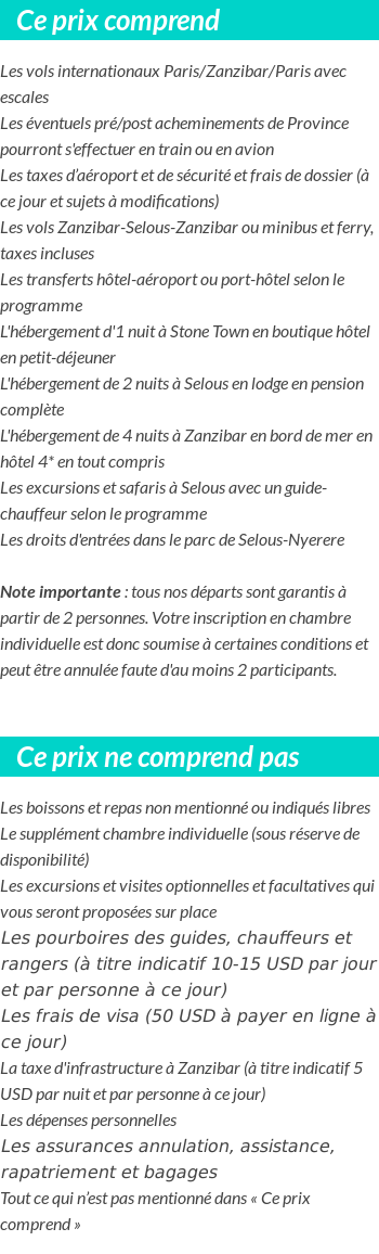 Conditions tarifaires
