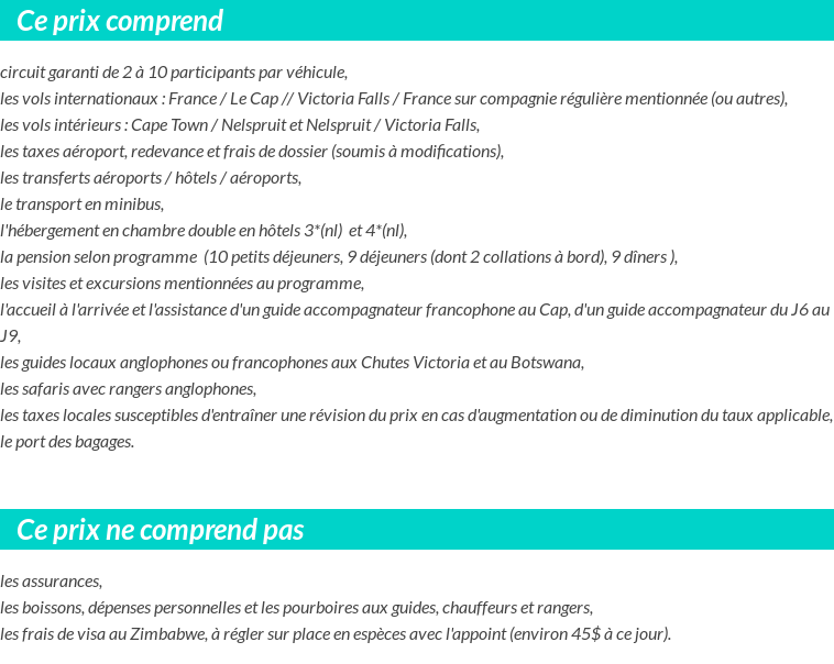 Conditions tarifaires