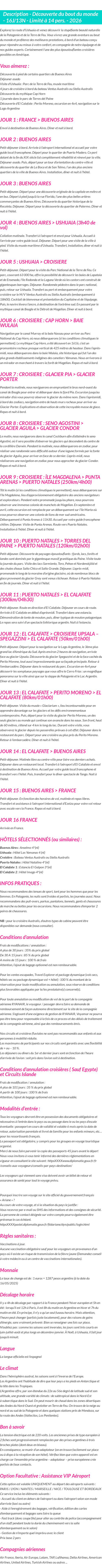 Détails du séjour