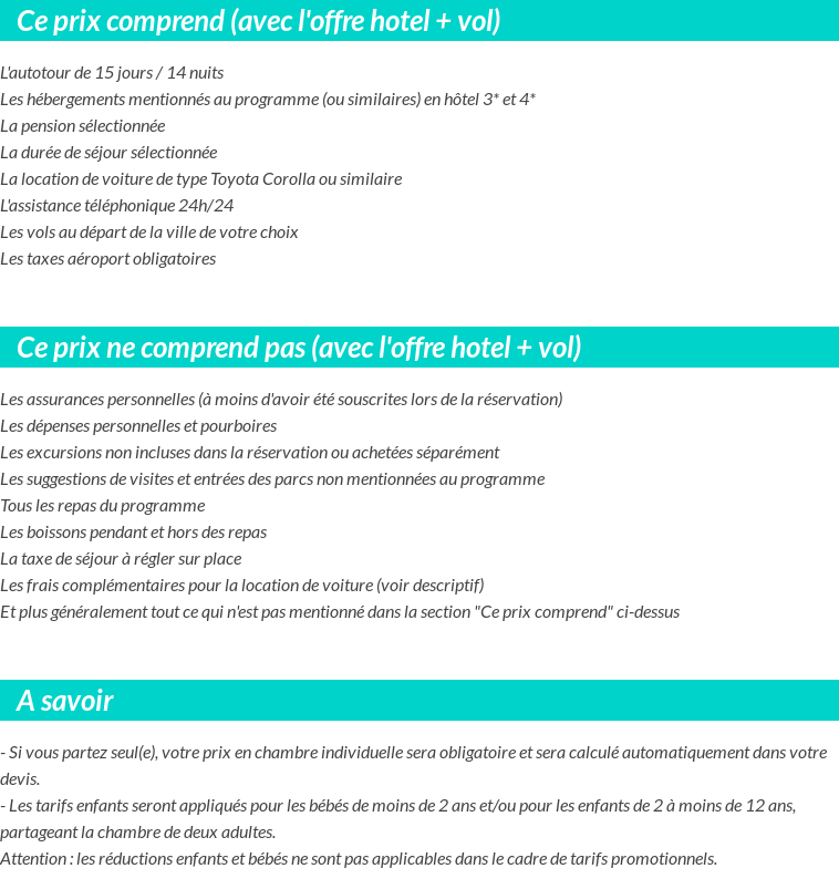 Conditions tarifaires