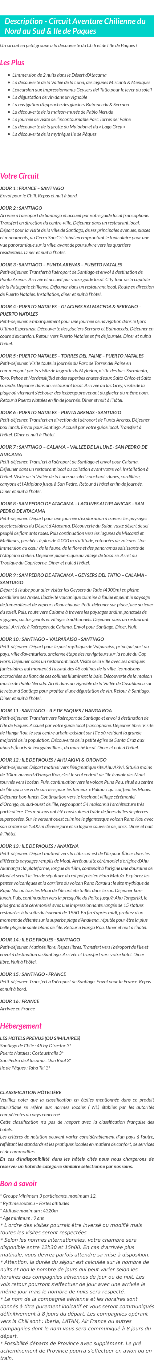 Détails du séjour