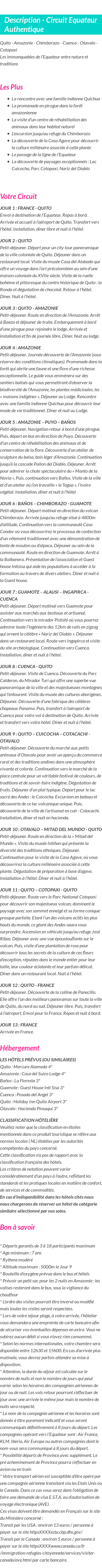 Détails du séjour