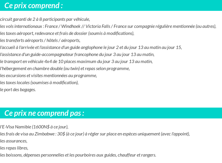 Conditions tarifaires