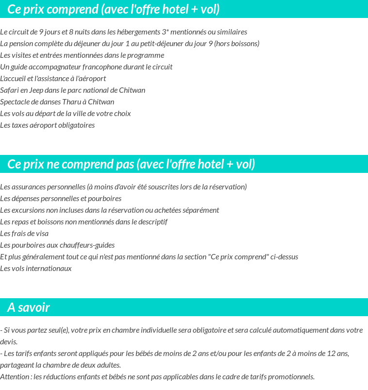 Conditions tarifaires