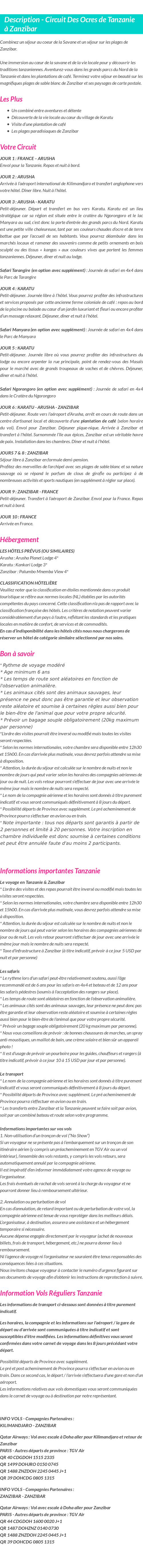 Détails du séjour