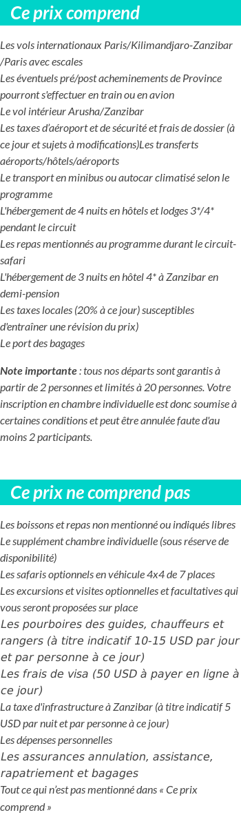 Conditions tarifaires