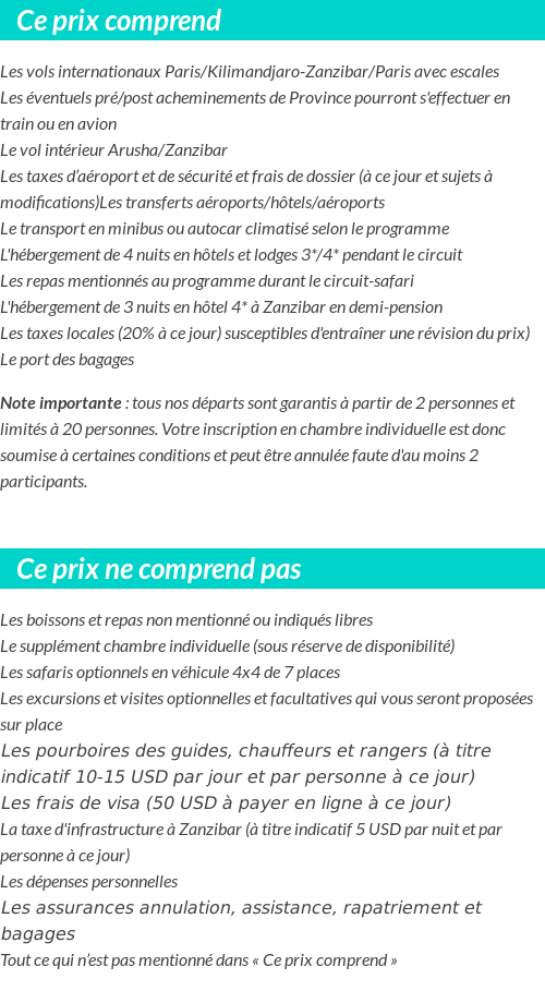 Conditions tarifaires