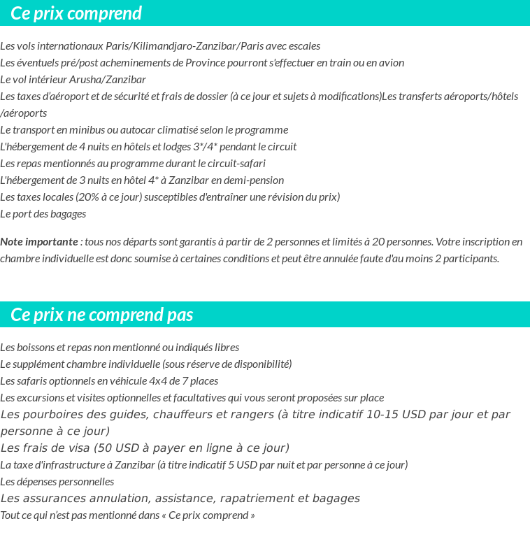 Conditions tarifaires