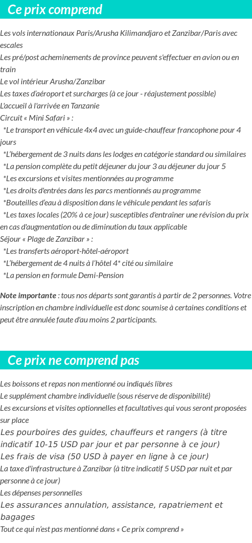Conditions tarifaires