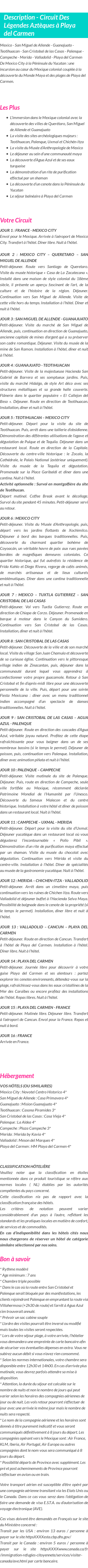 Détails du séjour