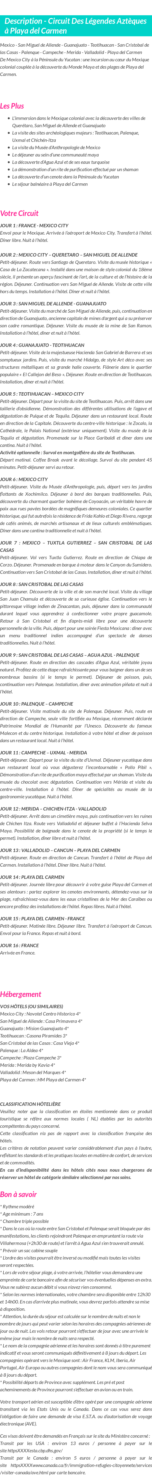 Détails du séjour