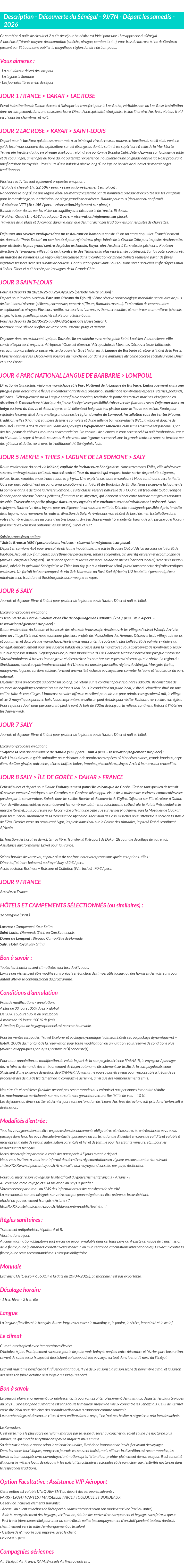 Détails du séjour