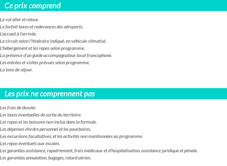 Conditions tarifaires
