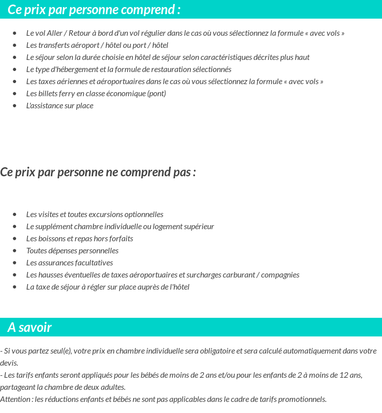 Conditions tarifaires