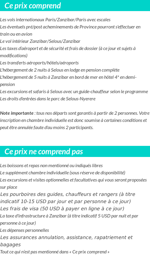 Conditions tarifaires