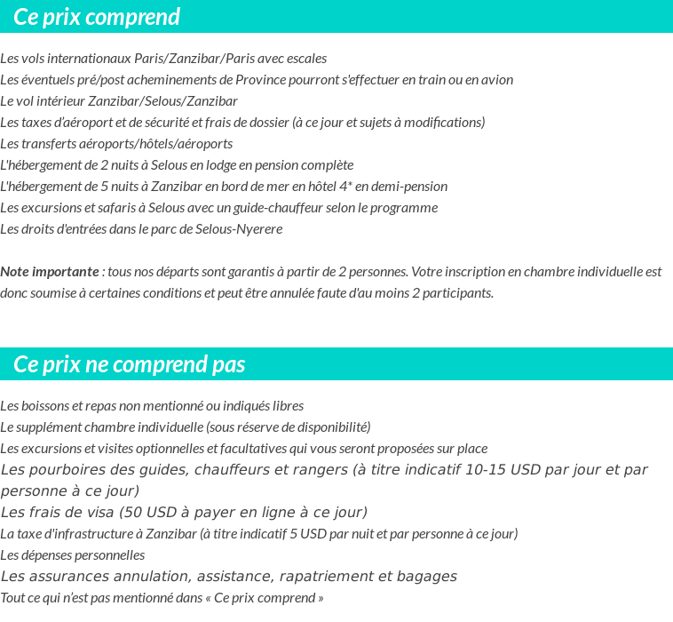 Conditions tarifaires