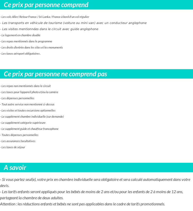 Conditions tarifaires