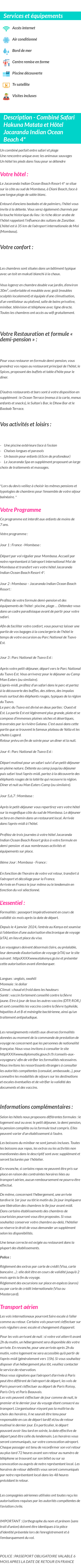 Détails du séjour