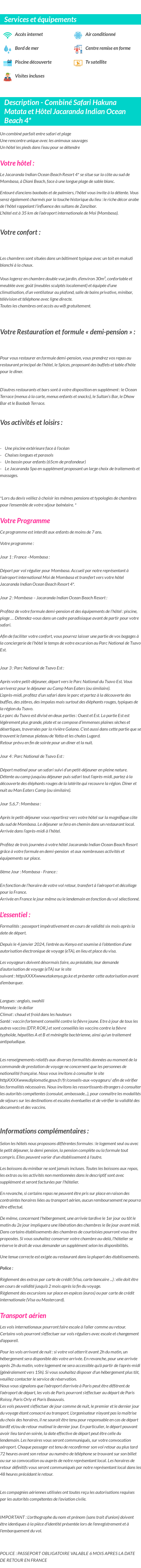 Détails du séjour