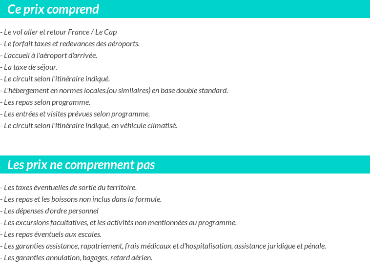Conditions tarifaires