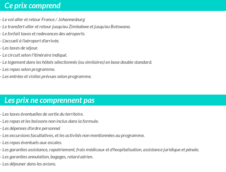 Conditions tarifaires