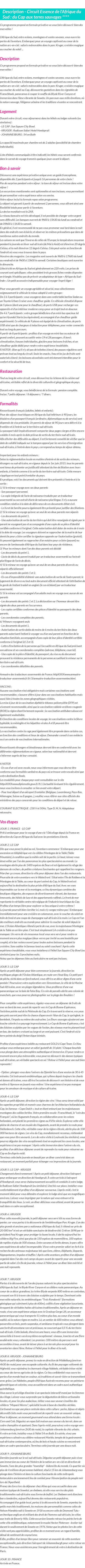 Détails du séjour