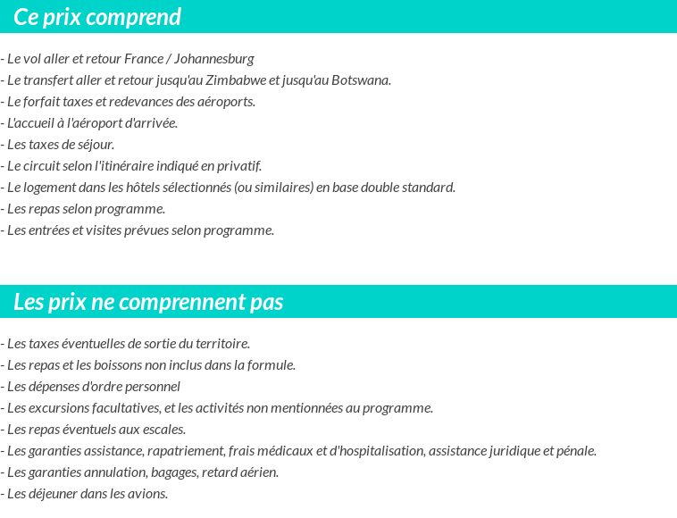 Conditions tarifaires