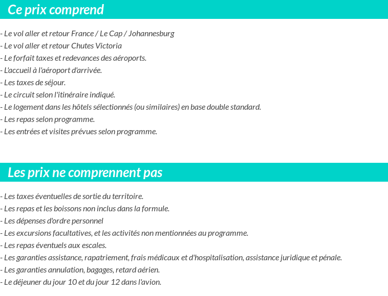 Conditions tarifaires