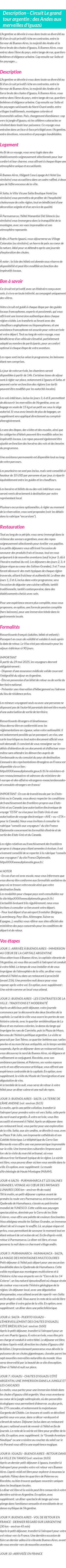 Détails du séjour