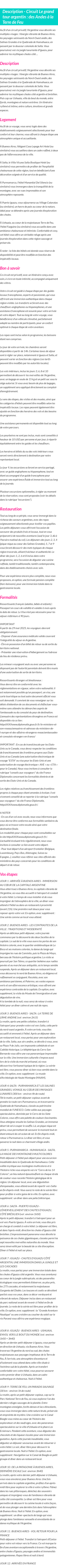 Détails du séjour