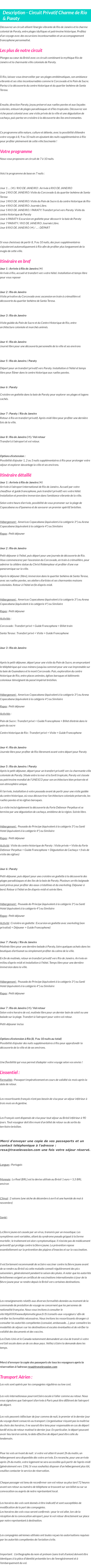 Détails du séjour