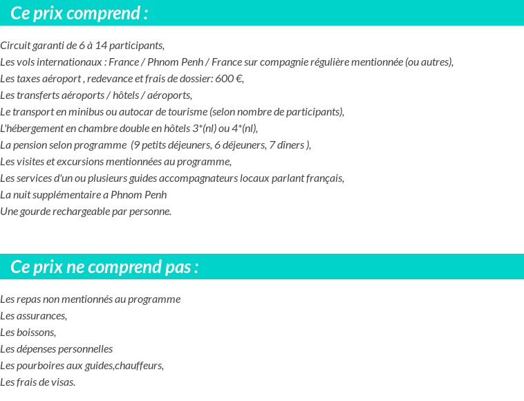 Conditions tarifaires