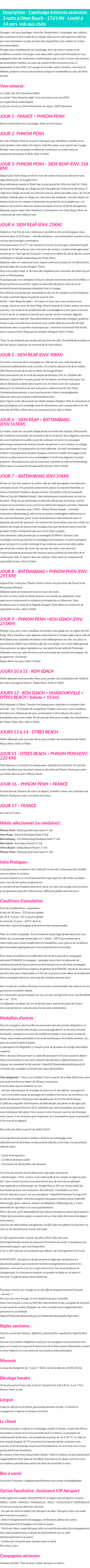 Détails du séjour
