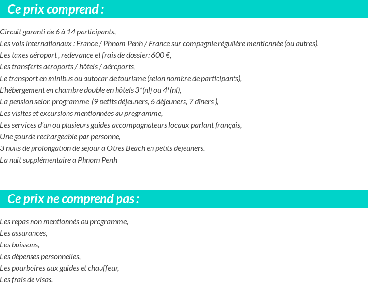 Conditions tarifaires