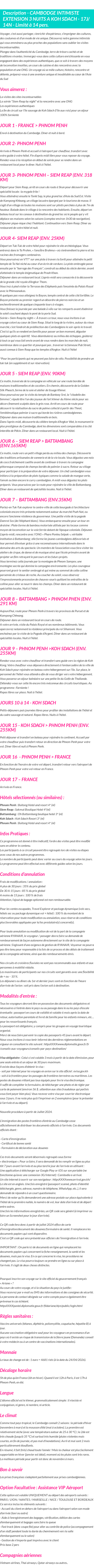 Détails du séjour