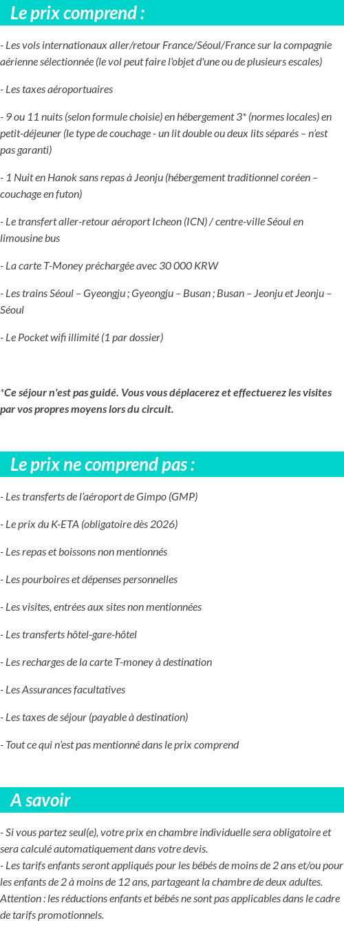 Conditions tarifaires