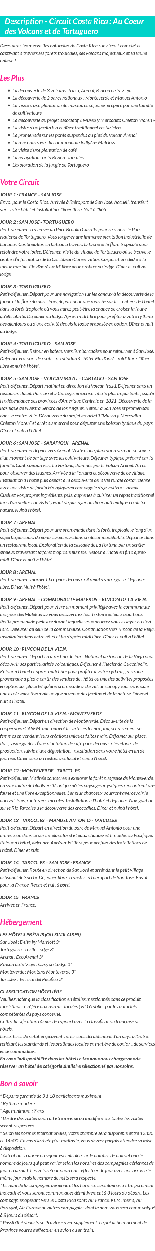 Détails du séjour