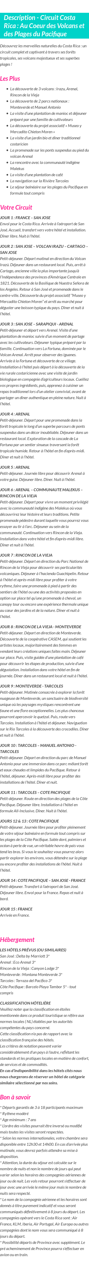 Détails du séjour